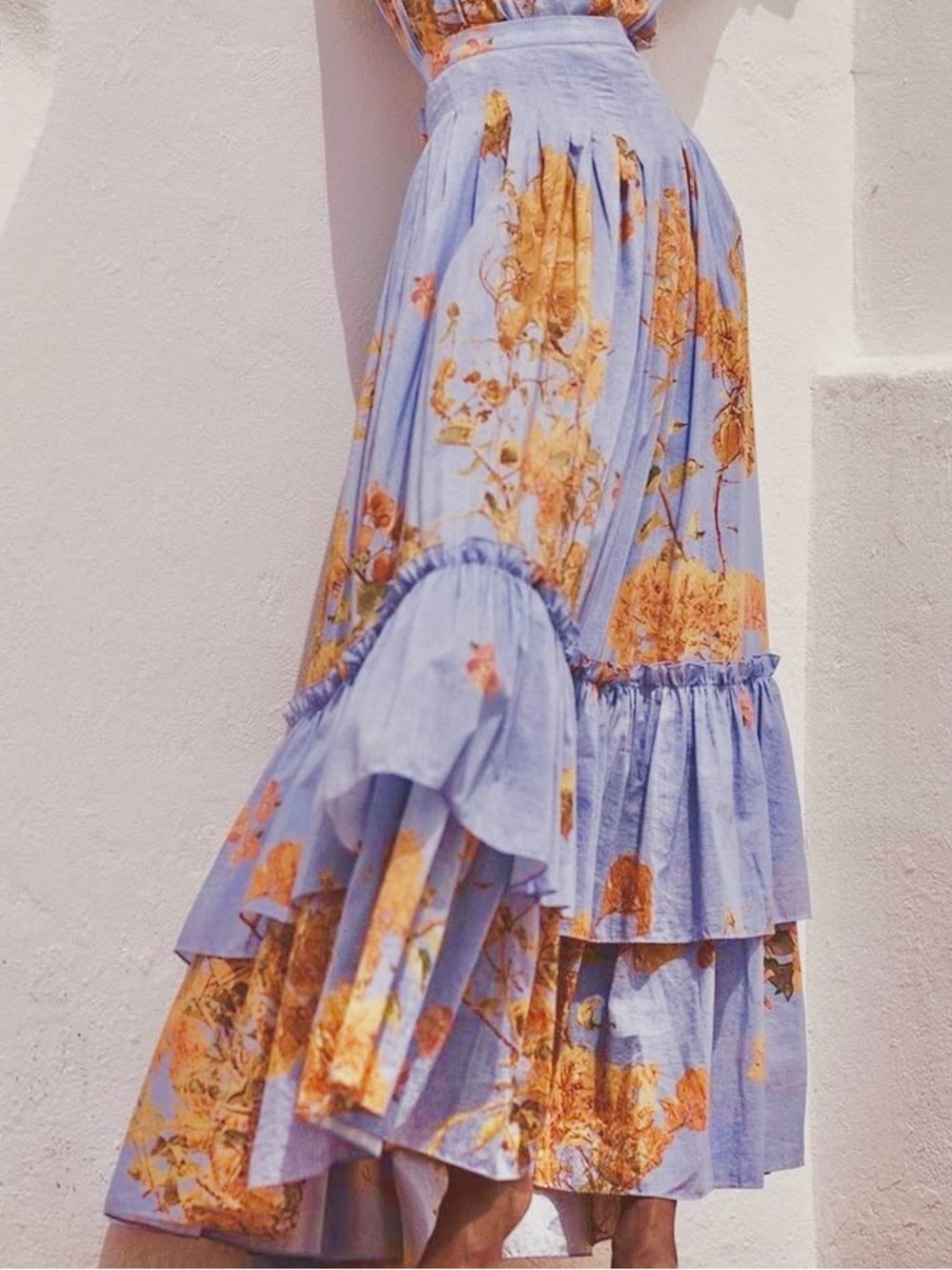 THIERRY COLSON Floral-Print Cotton-Poplin Skirt